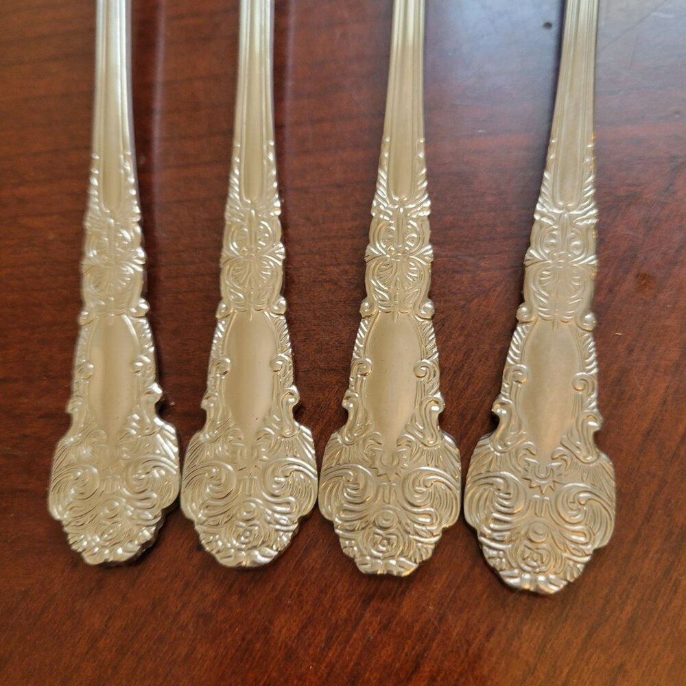 Set Of 4 Reed & Barton Iced Tea Spoons Renessaince pattern - Picture 2 of 4
